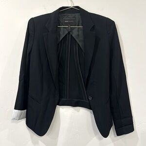 Black bcbgmaxazria blazer with pinstripe sleeve interior